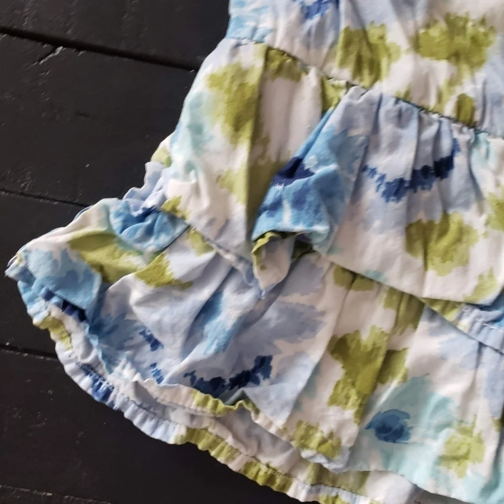 Gymboree Little Girls 6 Blue Green Watercolor Floral Ruffle Skirt